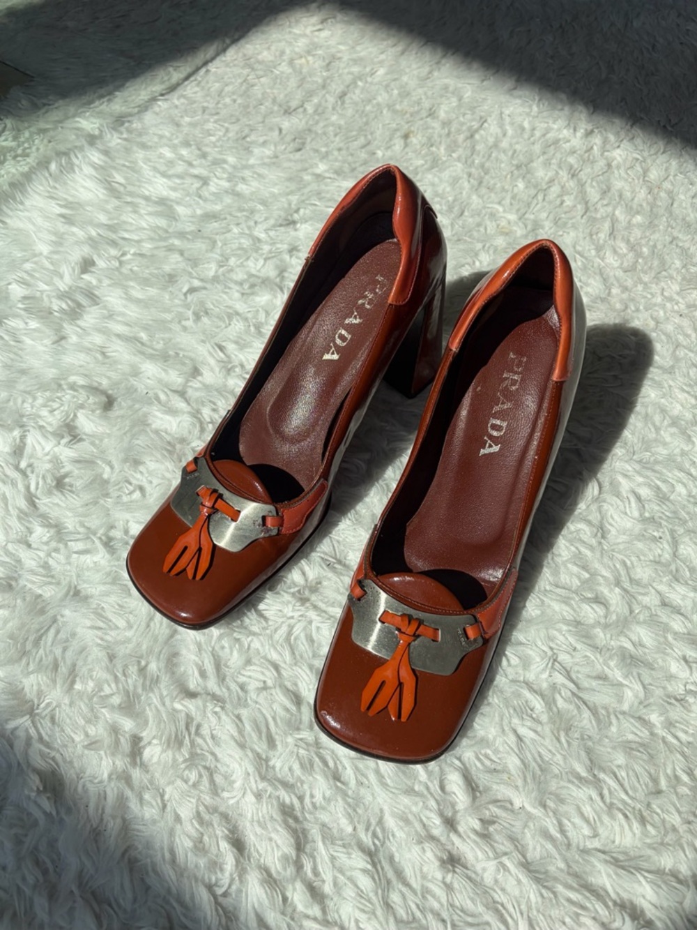 Vintage Prada 1999 Square Toe Patent Leather Heels, Size 39 (US8.5 or 9) - Picture 1 of 7